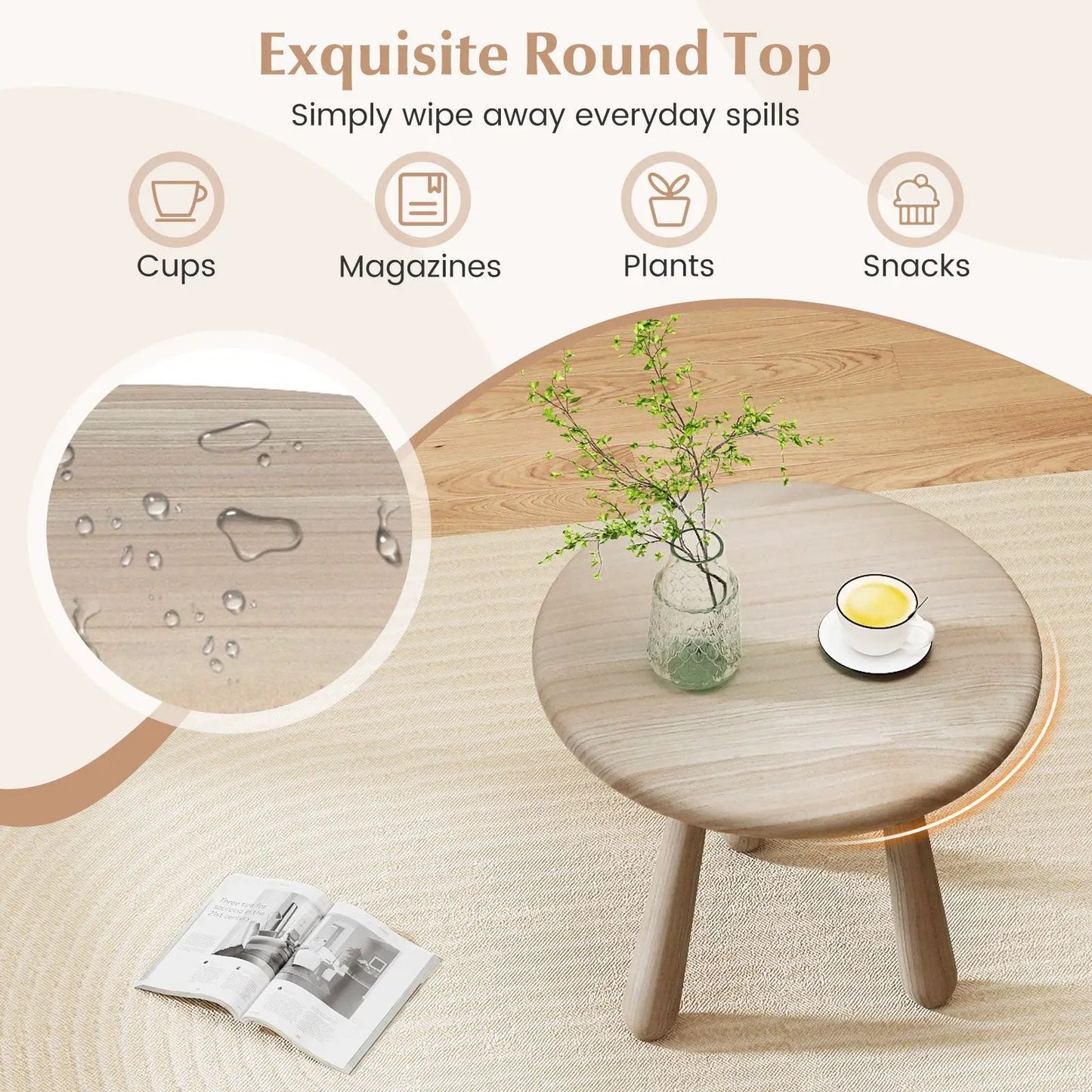 18 Inch Outdoor Mahogany Wood Side Table round top for patio use on Tampa Home & Garden Store