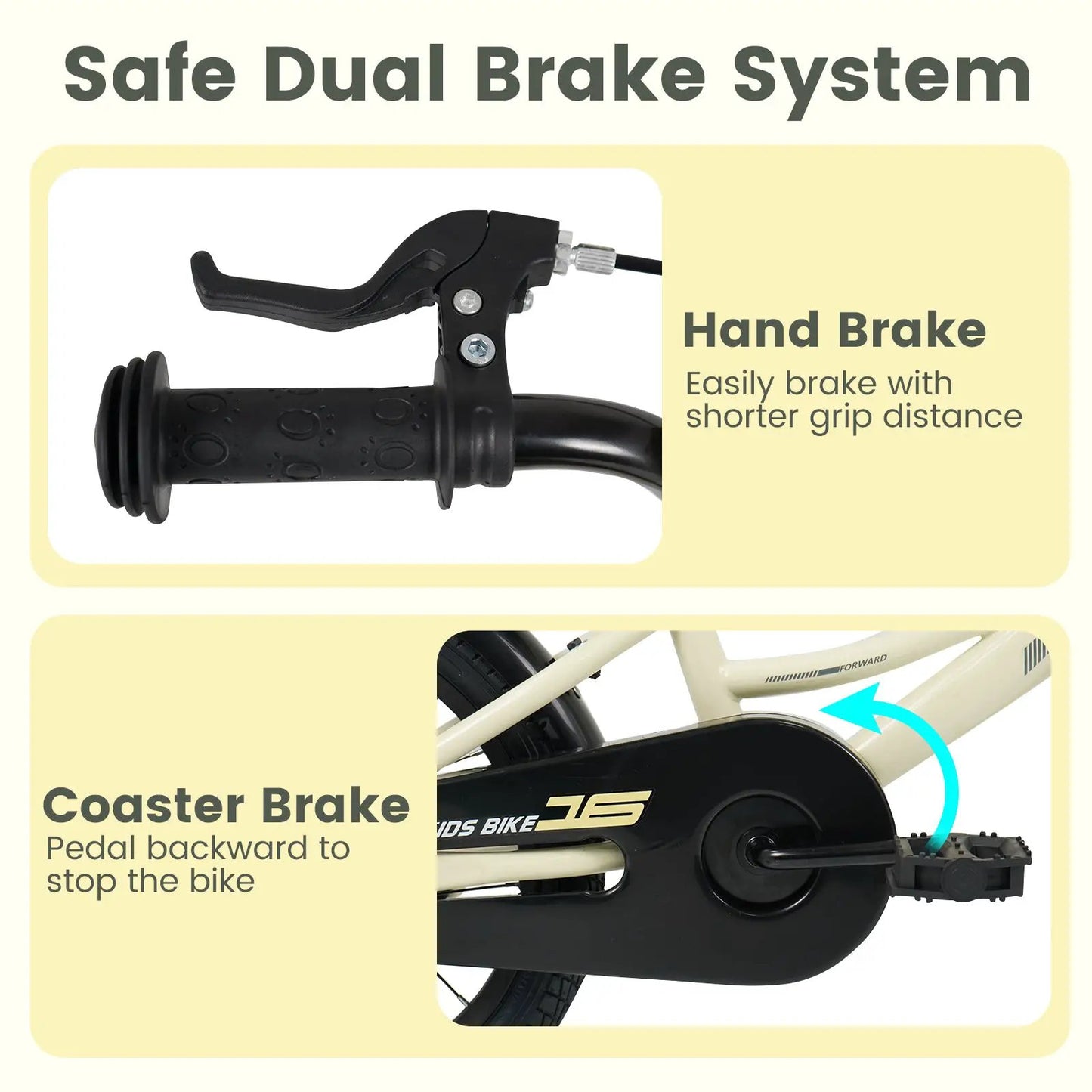 14 Inch kids bike hand brake lever and textured grip close-up, black handlebar grip on Tampa Home & Garden Store