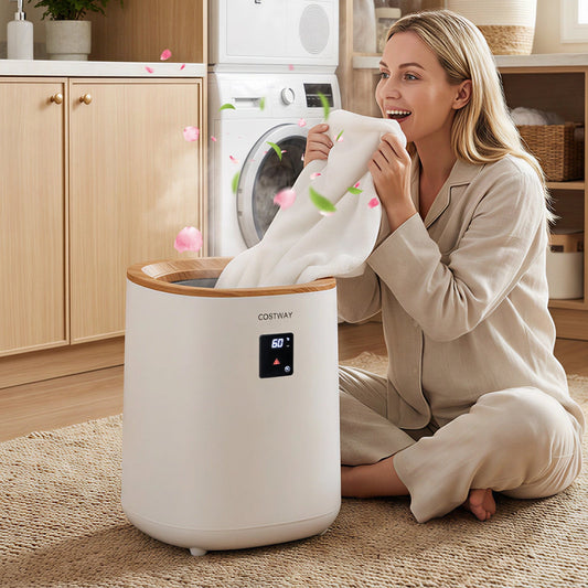 Calentador de toallas grande de 18 L con pantalla LED para baño - Blanco