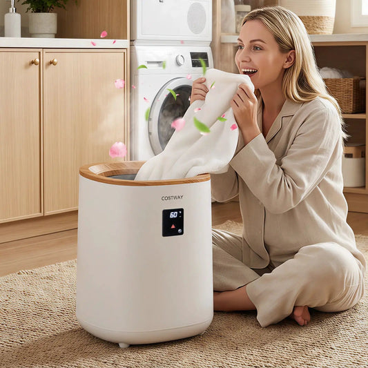 18 L blanket towel warmer with LED display white COSTWAY cylindrical unit for laundry on Tampa Home & Garden Store