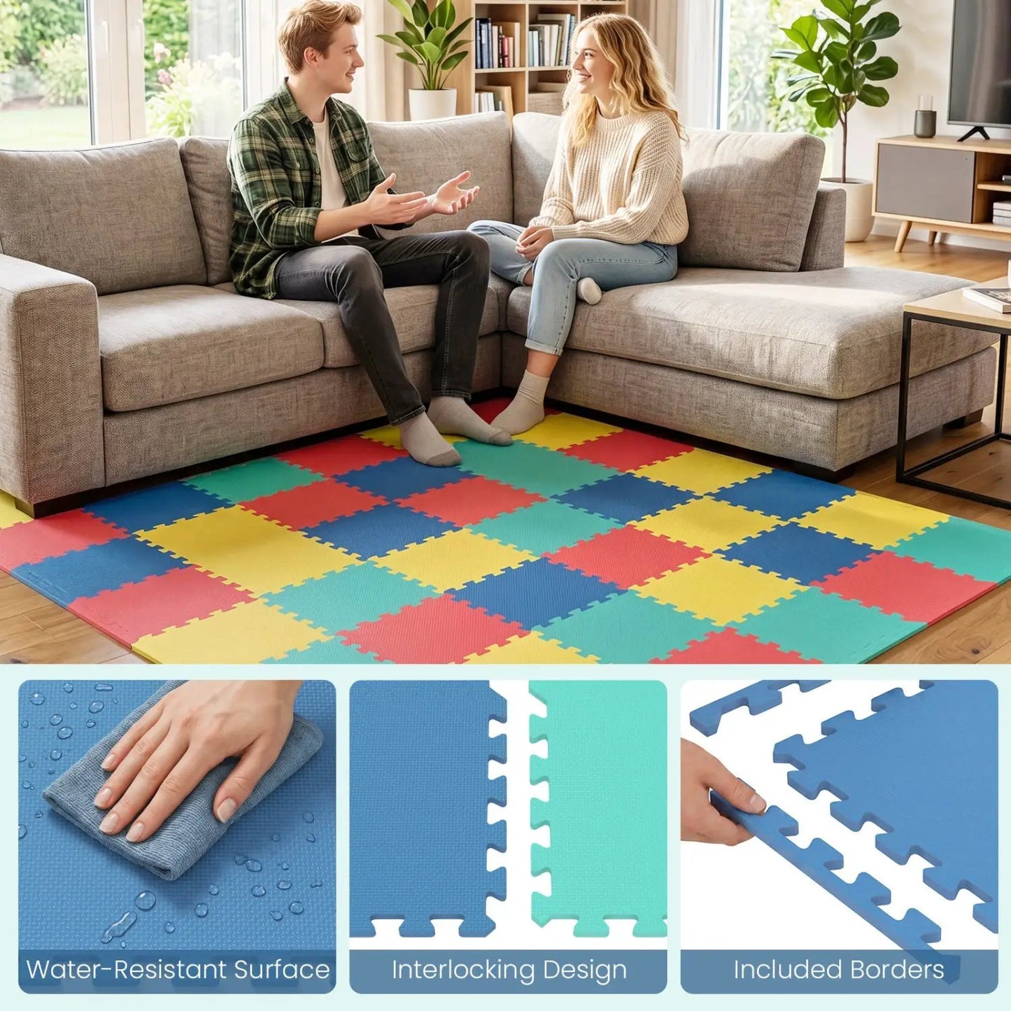 Interlocking EVA Foam Floor Tiles with Borders