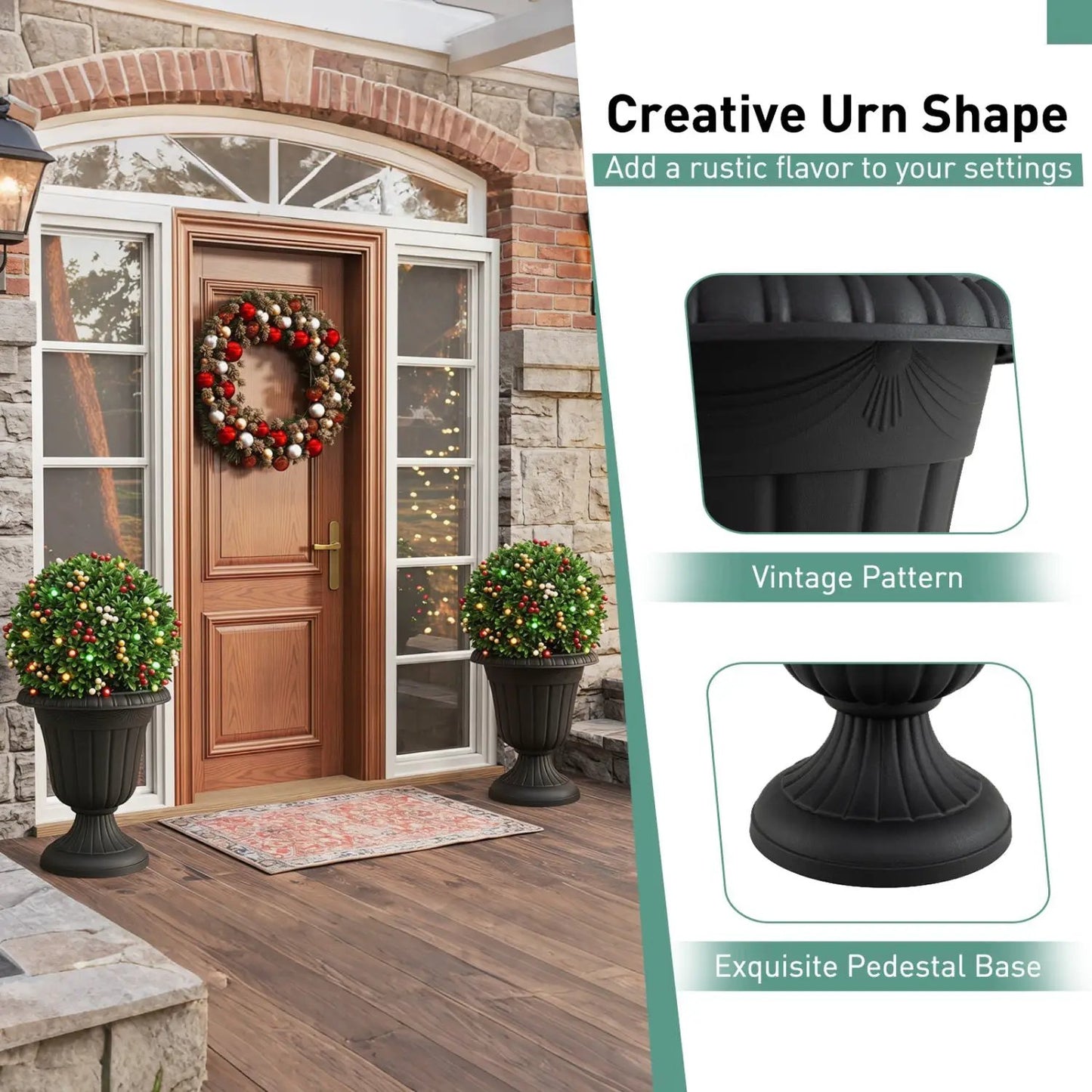18 Inch Tall Urn Planters With Pedestal Base
