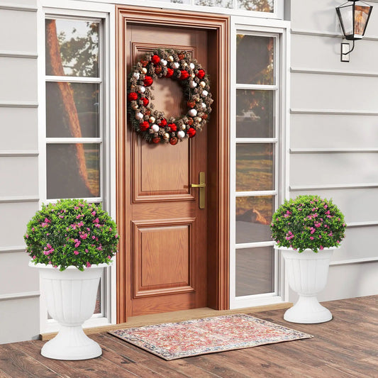 18 Inch Tall Vintage Planters set of 2 on white pedestal planters with pink blooms DirectDeals on Tampa Home & Garden Store