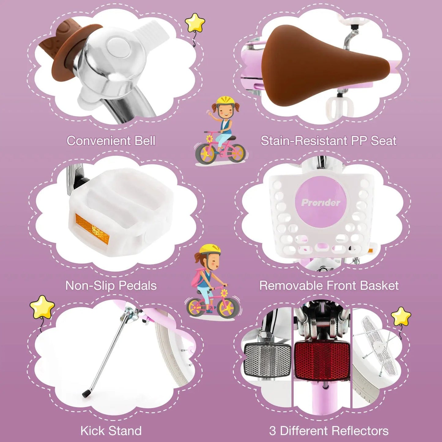 Children Bicycle with Front Handbrake and Rear Coaster Brake-Purple - Tampa Home & Garden Store