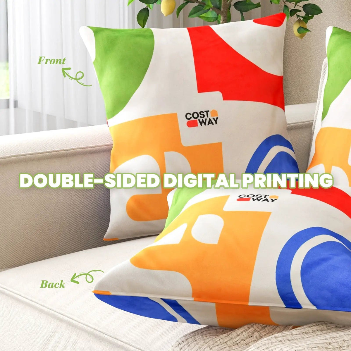 Two 18x18 velvet throw pillows with removable covers Costway double-sided digital printing on Tampa Home & Garden Store