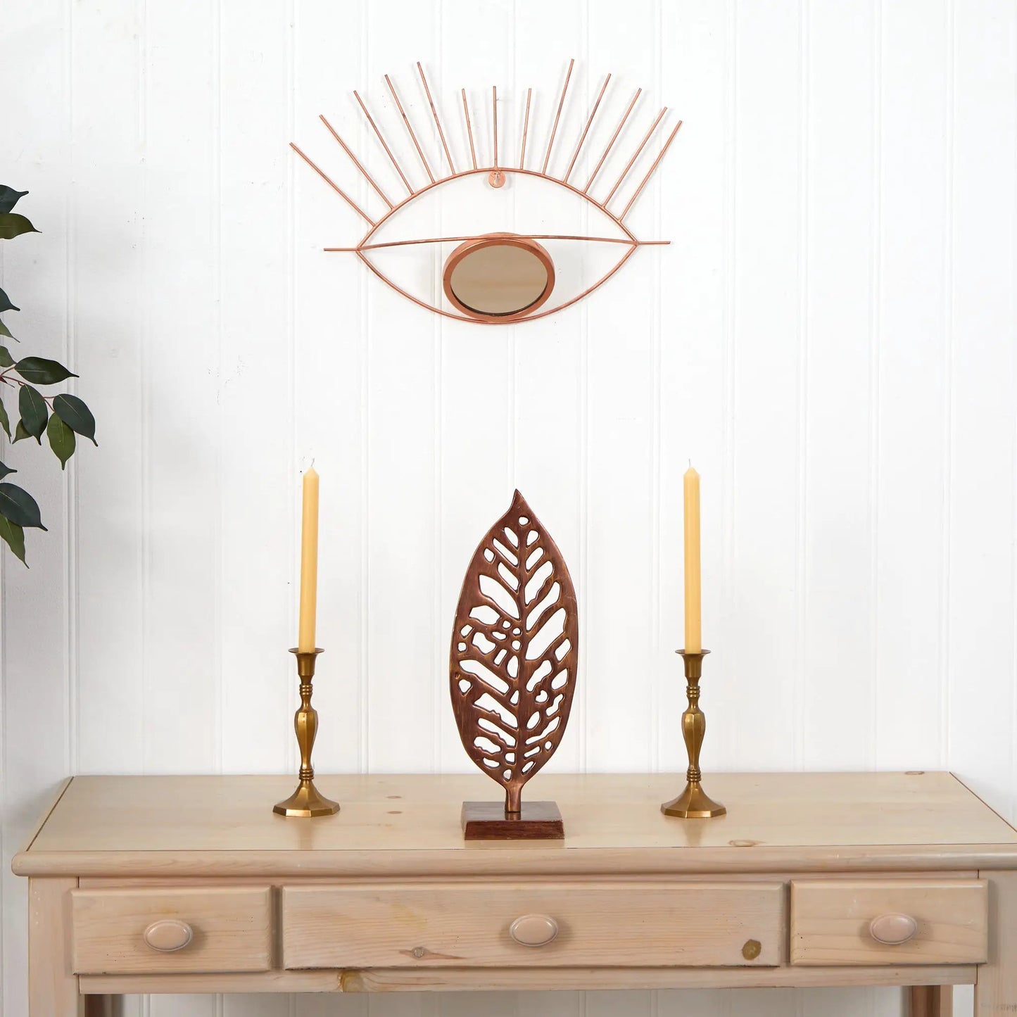 Gold Eye Wall Mirror with Metal Frame, sunburst rays and small round center mirror on Tampa Home & Garden Store