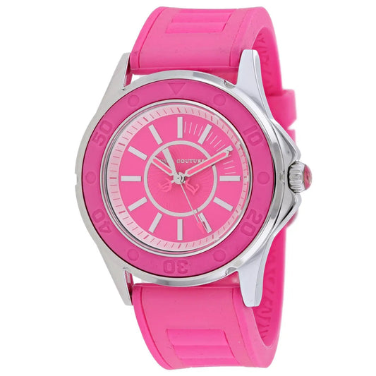Juicy Couture Rich Girl Women Quartz Wristwatch pink silicone strap pink dial white markers silver-tone case on Tampa Home & Garden Store