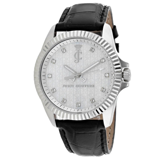 Juicy Couture Stella watch with black leather strap and silver-tone case crystal markers on Tampa Home & Garden Store