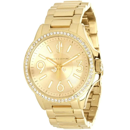 Juicy Couture Jetsetter women's gold-tone watch with crystal bezel and linked bracelet on Tampa Home & Garden Store