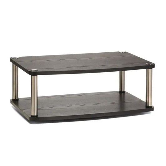 Two-Tier Swivel TV Stand and TV Turntable in dark wood with chrome posts by HomePacific on Tampa Home & Garden Store