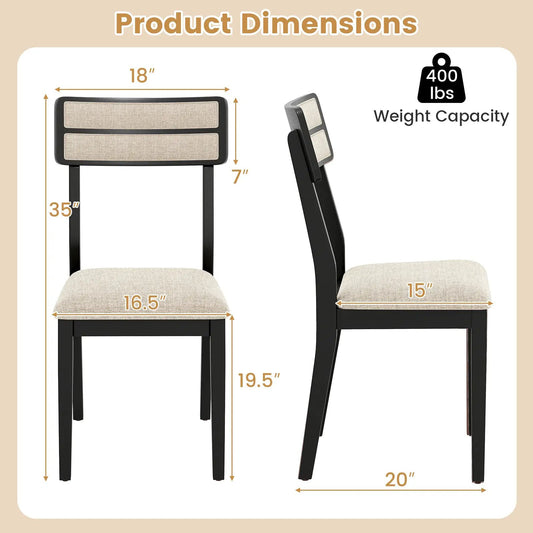Modern Dining Chairs set of 4 by DirectDeals with tilt backrest, black frames and beige fabric on Tampa Home & Garden Store