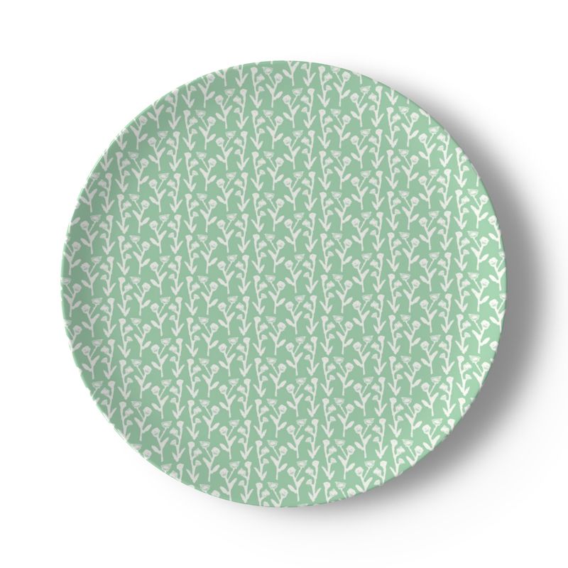 China plate mint green Ivy Manor pattern with white ivy motif on Tampa Home & Garden Store