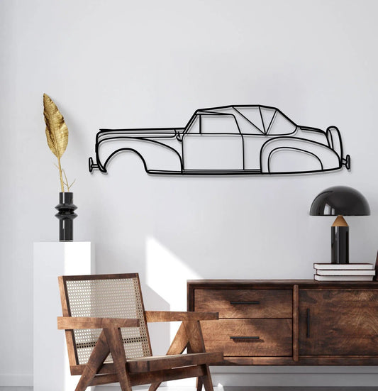 1939 Continental Metal Car Wall Art; black line-art silhouette by Modello Turbo on pale wall on Tampa Home & Garden Store