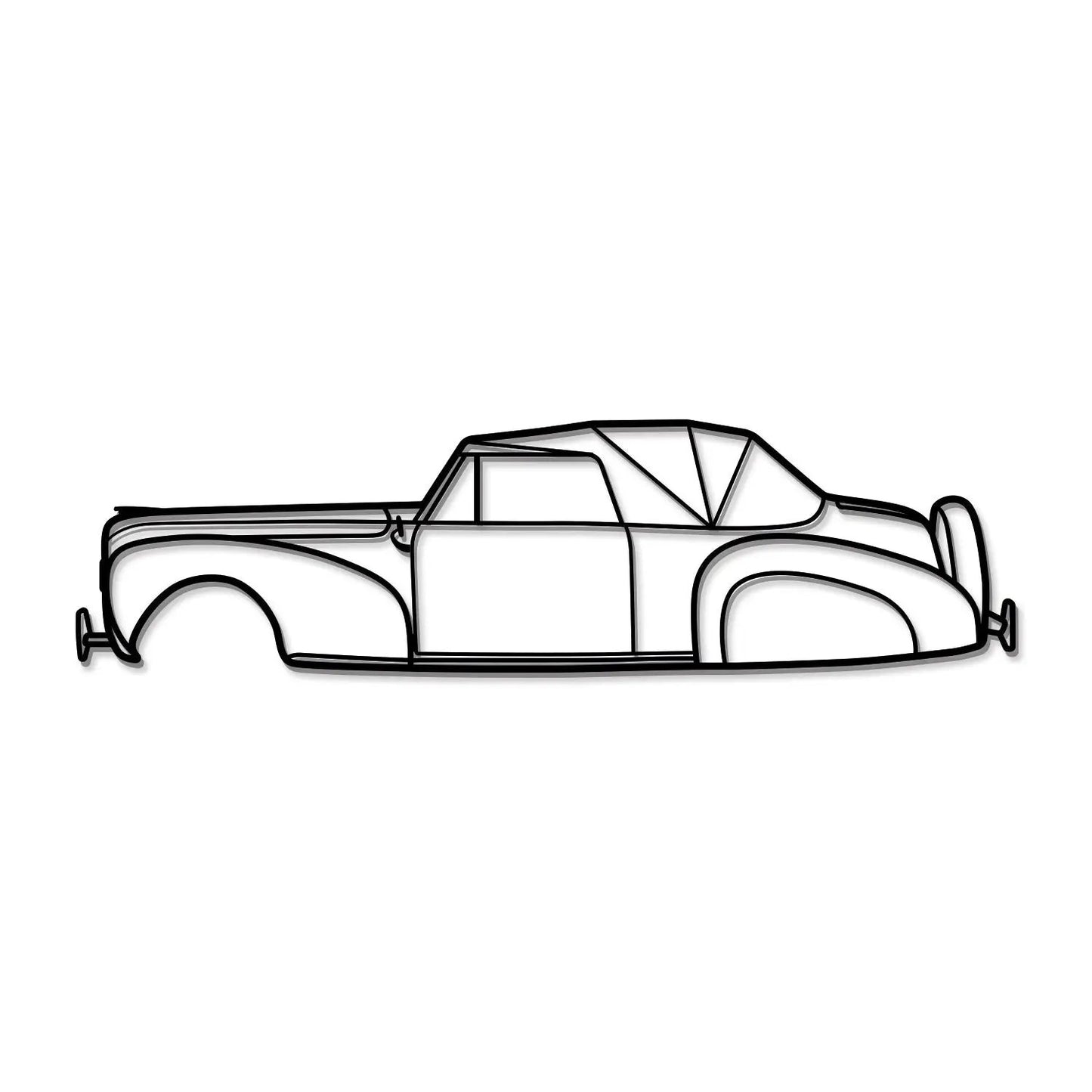1939 Continental metal car wall art, black line illustration, side profile by Modello Turbo on Tampa Home & Garden Store