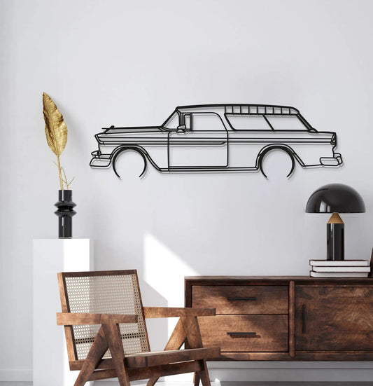 1955 Nomad metal car wall art MT0038 by Modello Turbo, black line-art silhouette on Tampa Home & Garden Store
