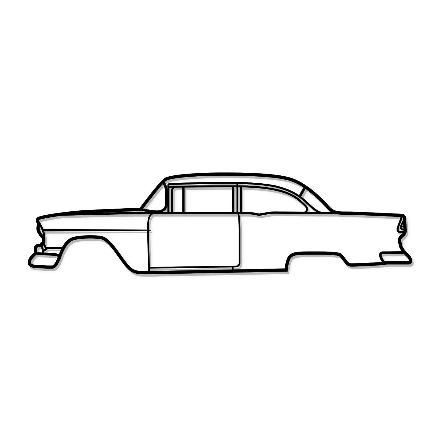 1955 150 Utility Sedan metal wall art by Modello Turbo, black line drawing on Tampa Home & Garden Store
