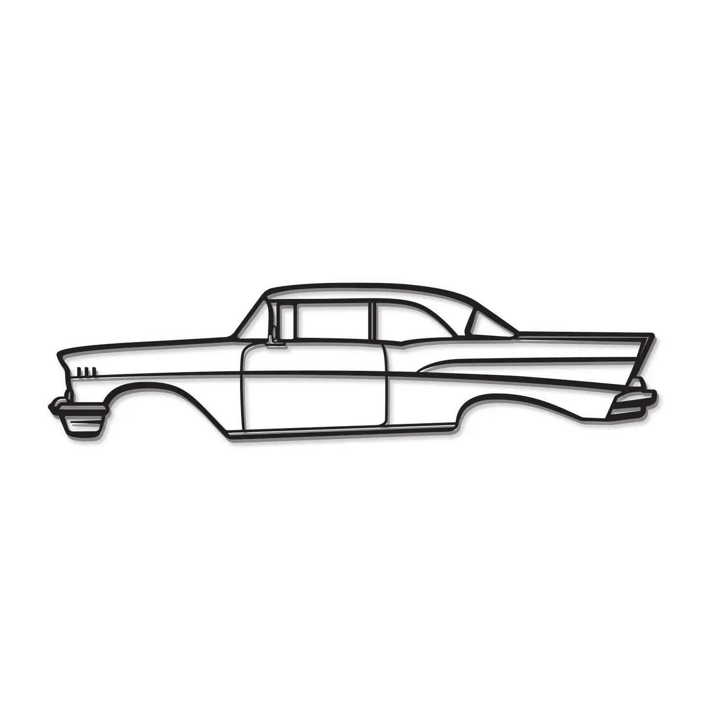 1957 Bel Air Coupe metal wall art line drawing by Modello Turbo artwork on Tampa Home & Garden Store