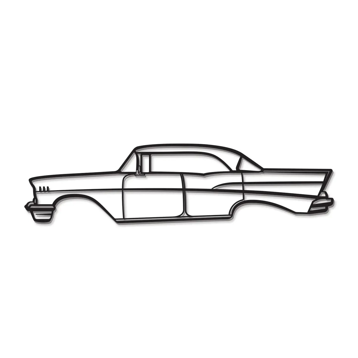 1957 Bel Air sedan metal wall art outline, Modello Turbo automotive artwork on Tampa Home & Garden Store