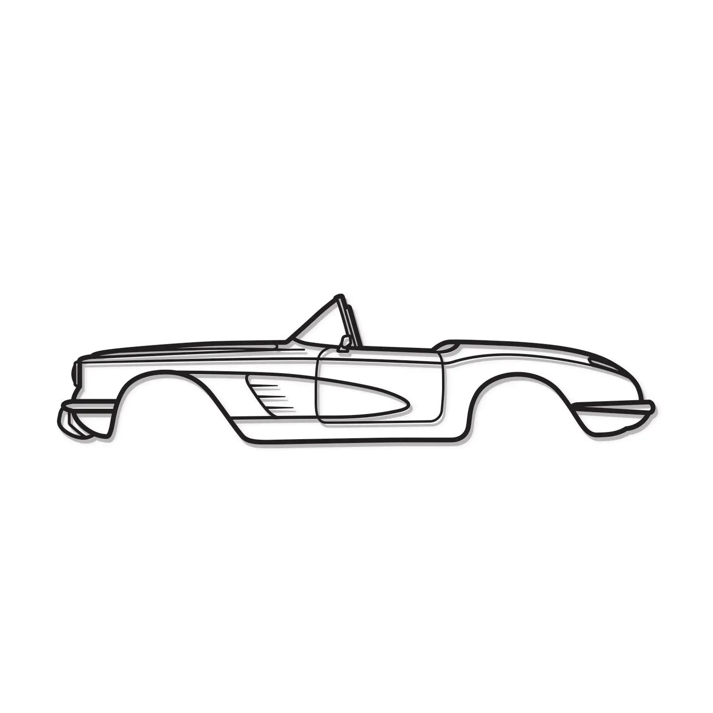 1960 Corvette metal wall art convertible line drawing by Modello Turbo on Tampa Home & Garden Store