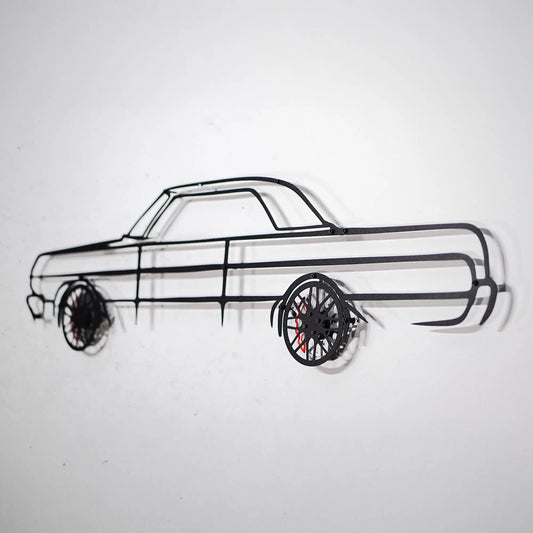 1964 Chevrolet Impala metal wall art silhouette by Enova Art, black wireframe station wagon on Tampa Home & Garden Store