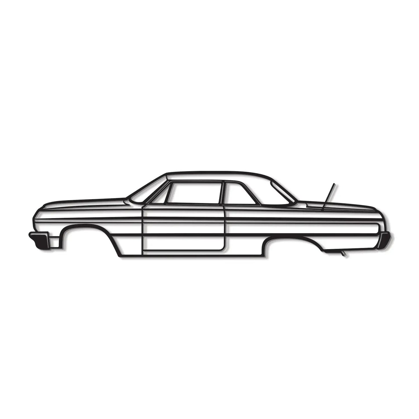 1964 Impala SS metal wall art side profile in black line art Modello Turbo on Tampa Home & Garden Store
