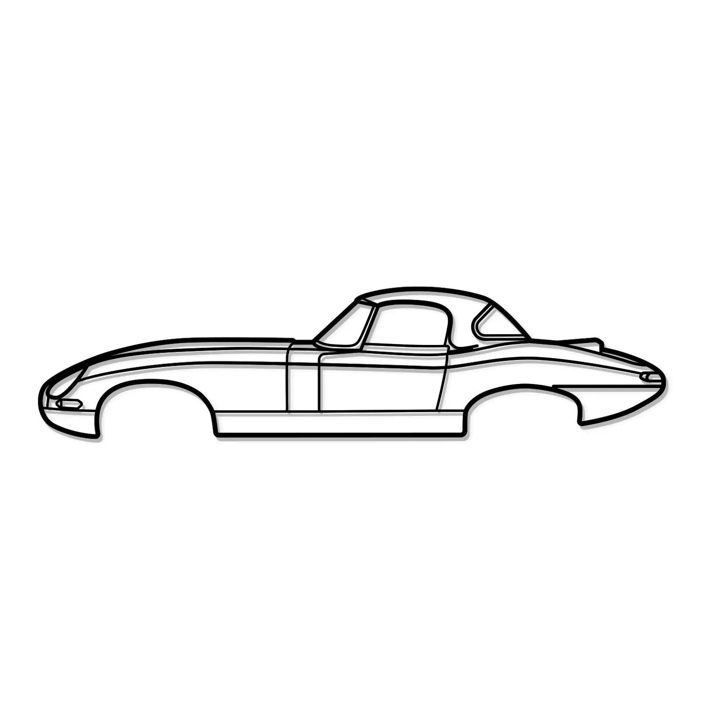1964 Lightweight E-Type metal car wall art silhouette by Modello Turbo on Tampa Home & Garden Store