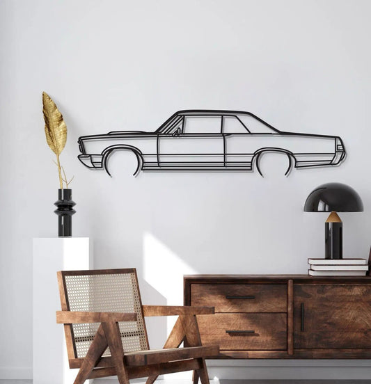 1965 GTO metal car wall art MT0074, black line art silhouette by Modello Turbo on Tampa Home & Garden Store
