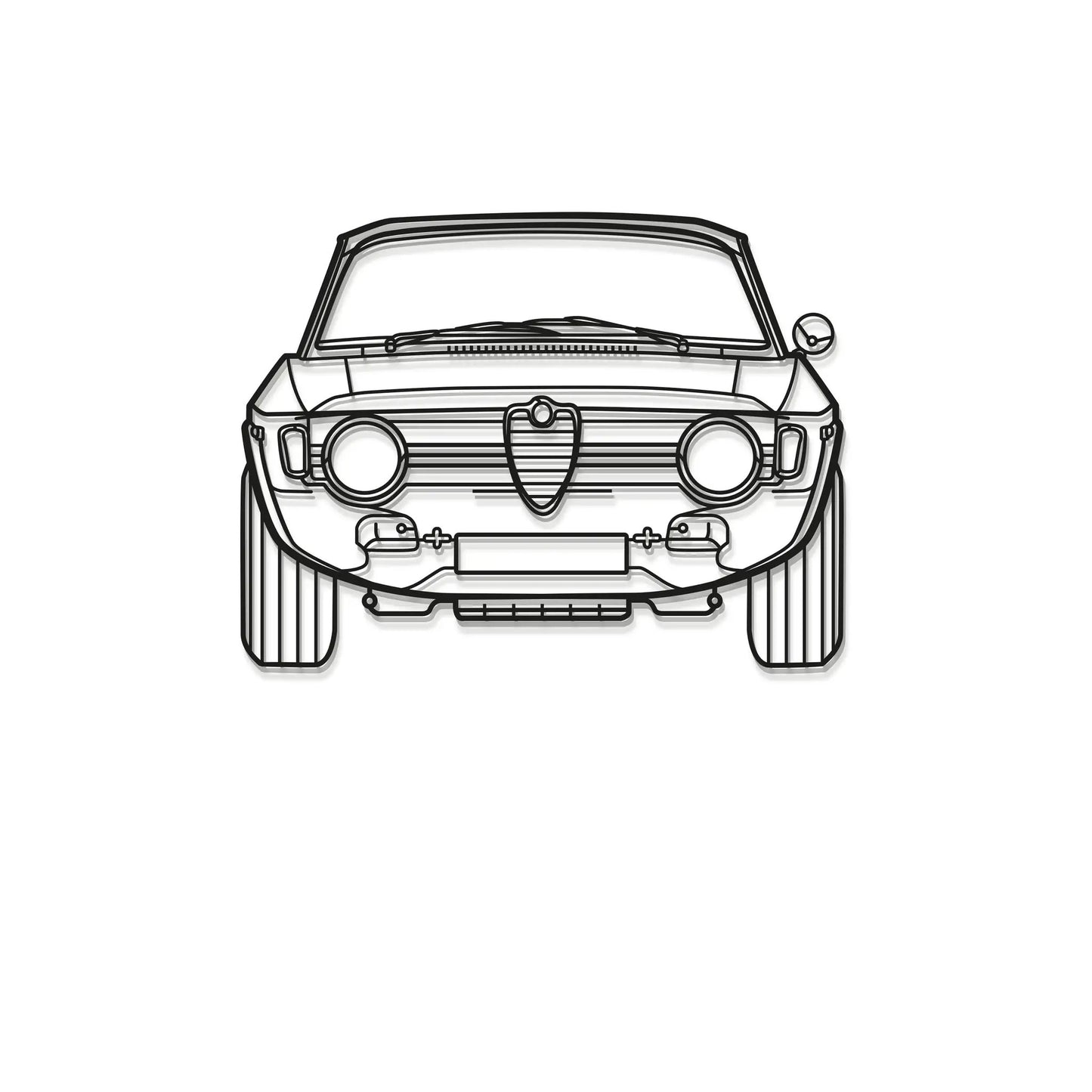 1967 Giulia Front View Metal Car Wall Art by Modello Turbo, metal wall decor on Tampa Home & Garden Store