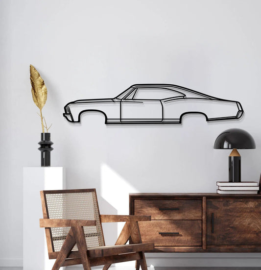 1967 Impala Super Sport metal car wall art with black outline on white wall Modello Turbo on Tampa Home & Garden Store