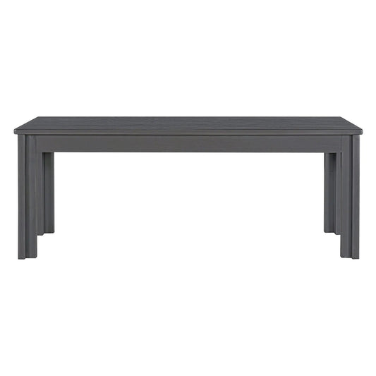 Trexm Retro 3 Piece Dining Set with Table Benches gray wood grain finish on Tampa Home & Garden Store