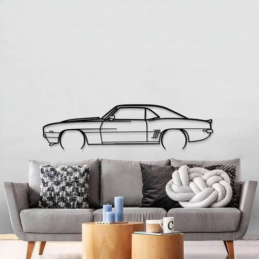 Arte de pared de metal detallado del Camaro de 1969 - MT0116