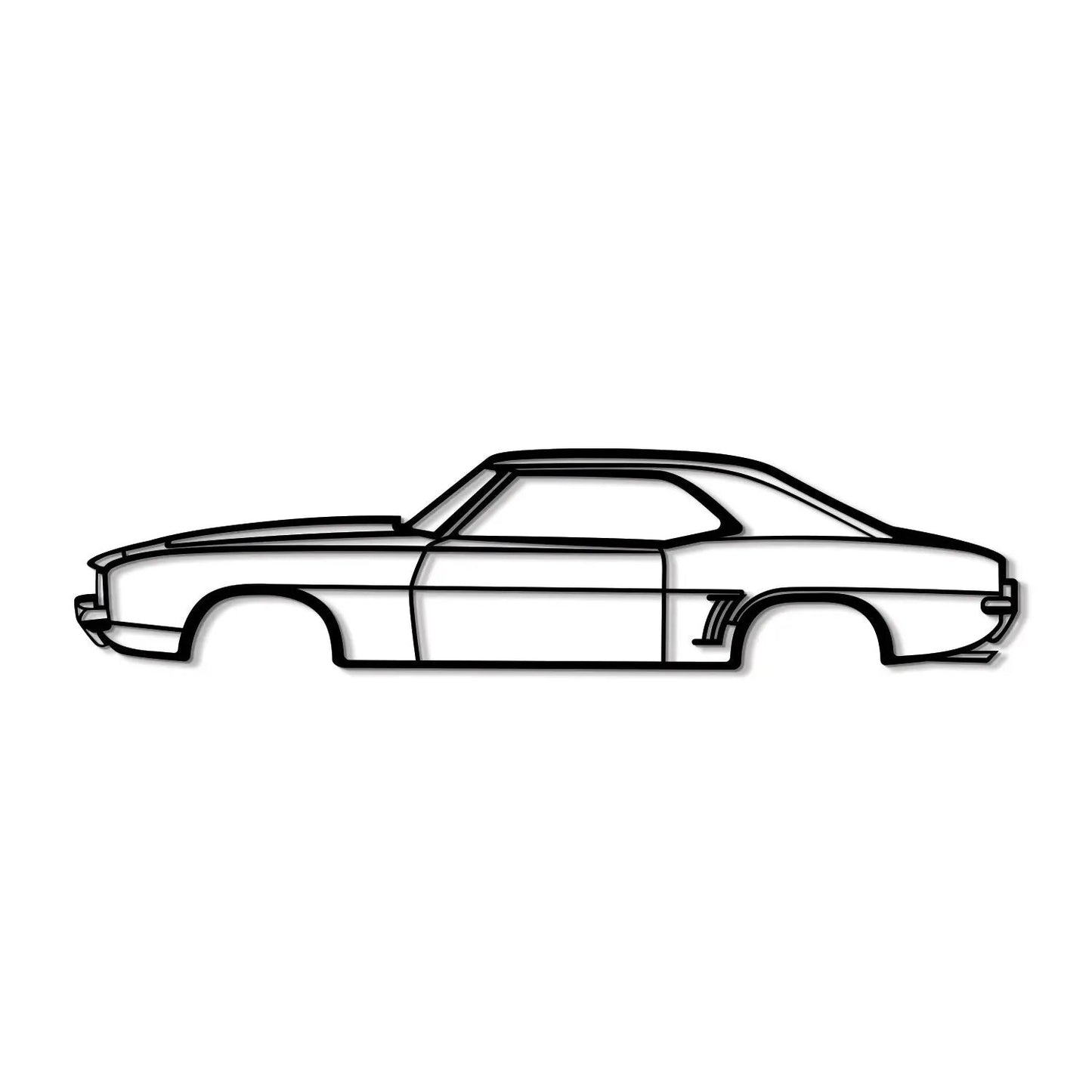 1969 Camaro SS metal wall art outline line drawing for living room decor on Tampa Home & Garden Store