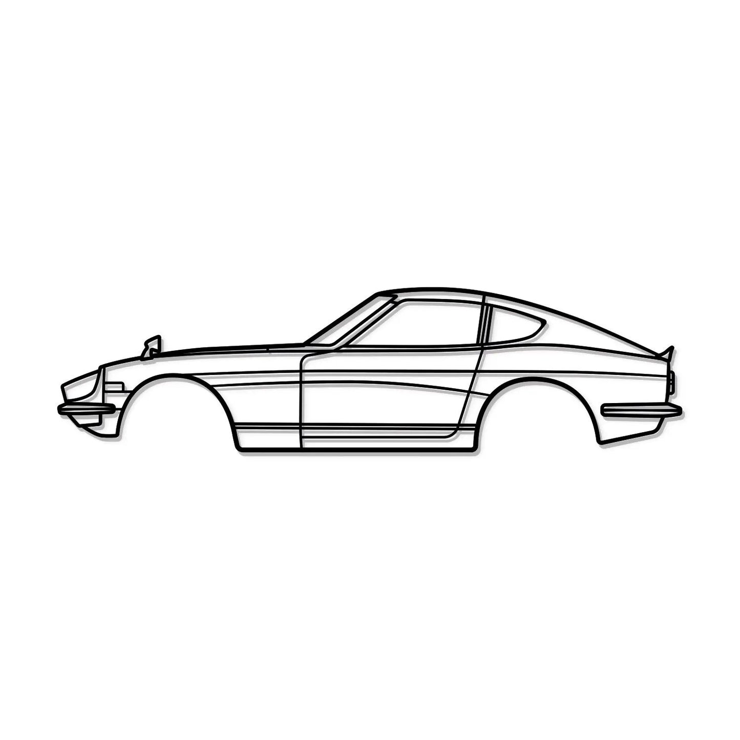 1969 Fairlady Z 432 metal wall art by Modello Turbo, black line-art silhouette for decor on Tampa Home & Garden Store