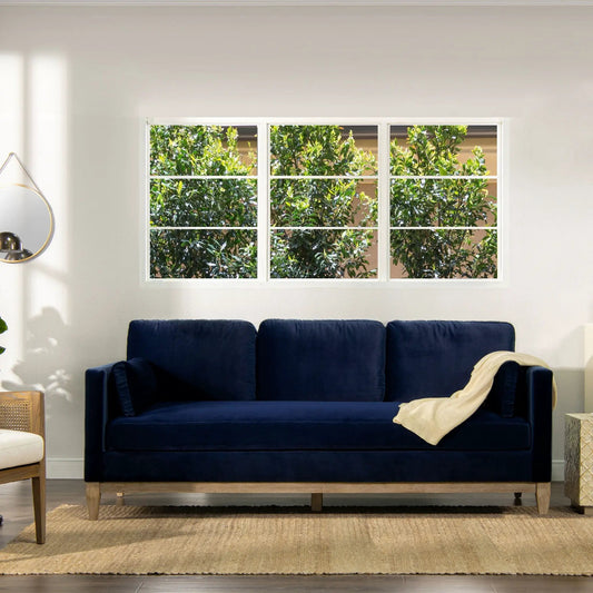 Knox Modern Farmhouse Sofa, navy stationary sofa from Unique Piece Furniture with legs on Tampa Home & Garden Store