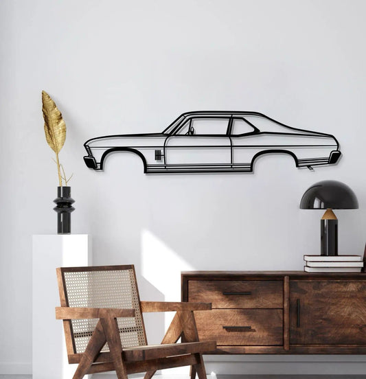 1970 Nova metal car wall art by Modello Turbo in black line-art silhouette on Tampa Home & Garden Store