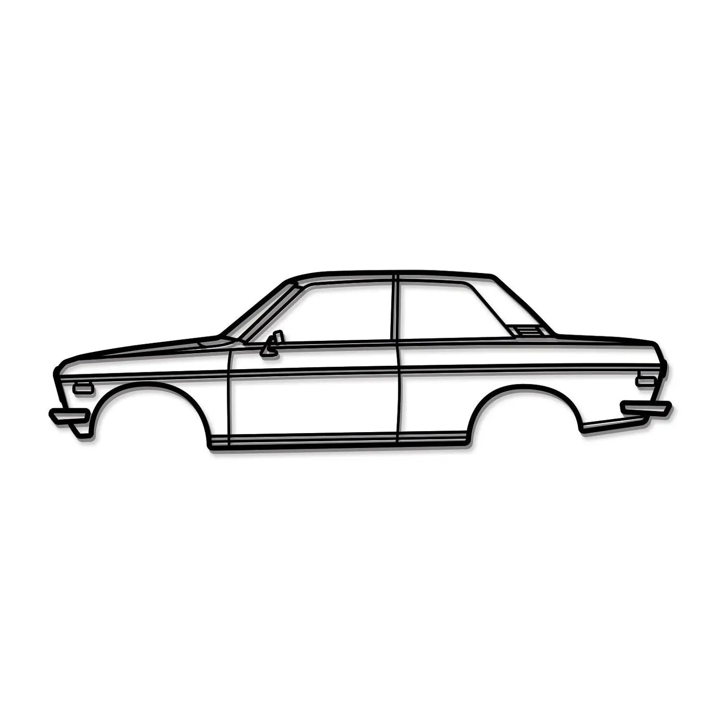 Datsun 510 metal car wall art in black line drawing by Modello Turbo for collectors on Tampa Home & Garden Store