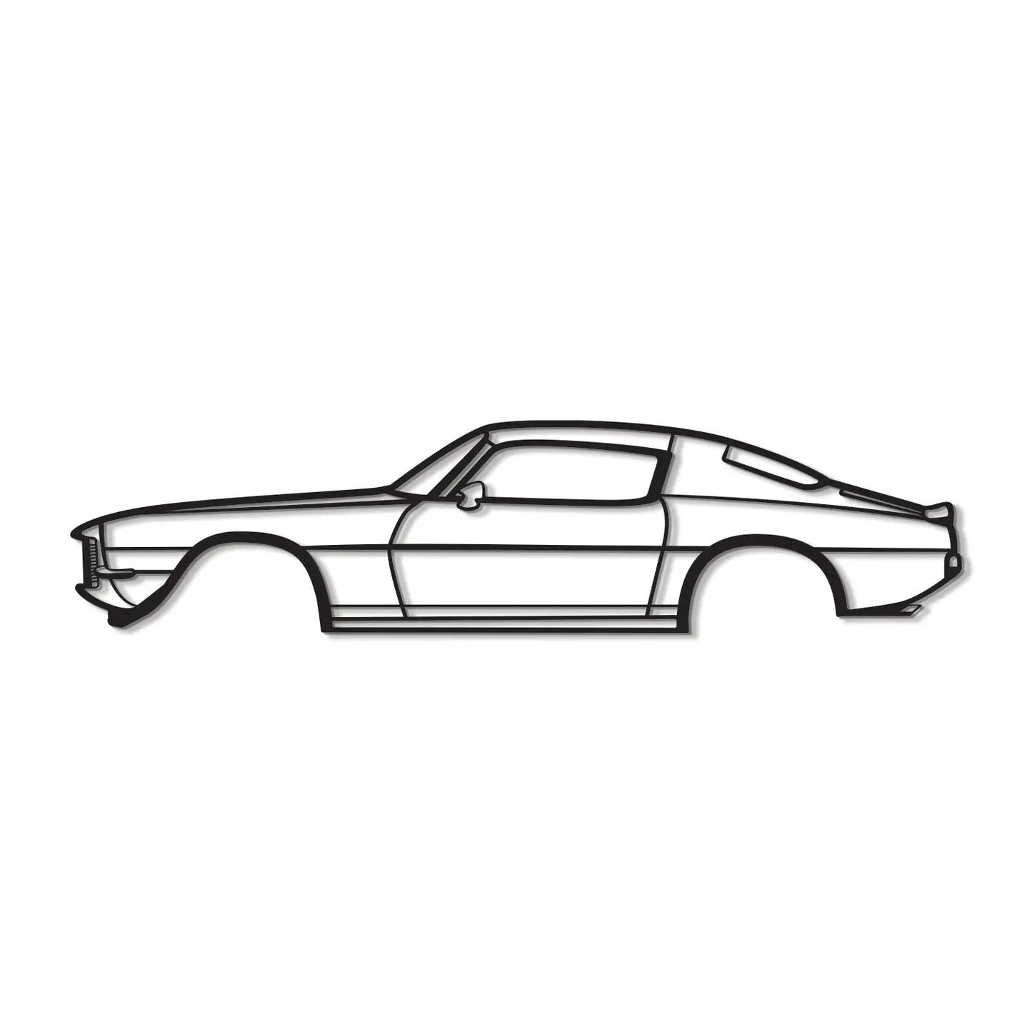 1971 Camaro Z28 metal wall art silhouette, side-profile line drawing for home decor on Tampa Home & Garden Store