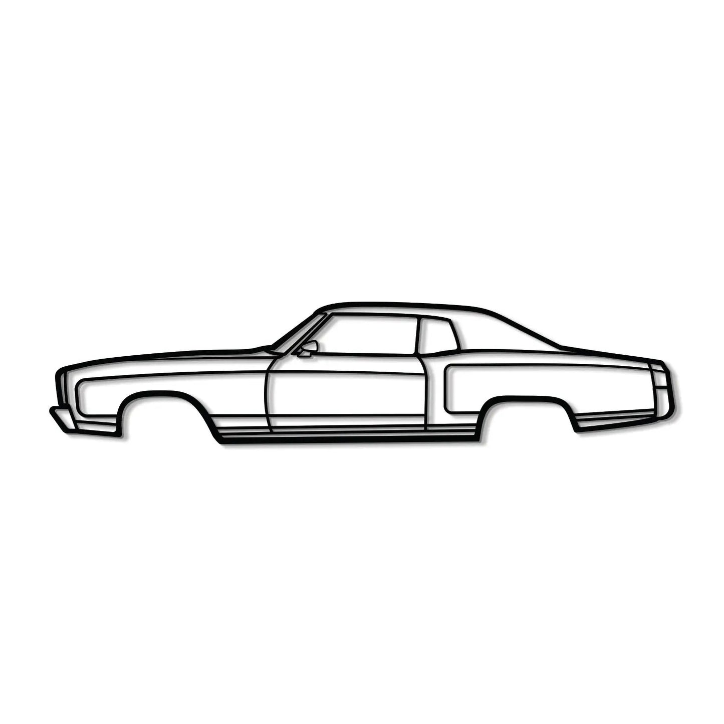 1972 Monte Carlo metal wall art car outline in black line art by Modello Turbo Artwork on Tampa Home & Garden Store