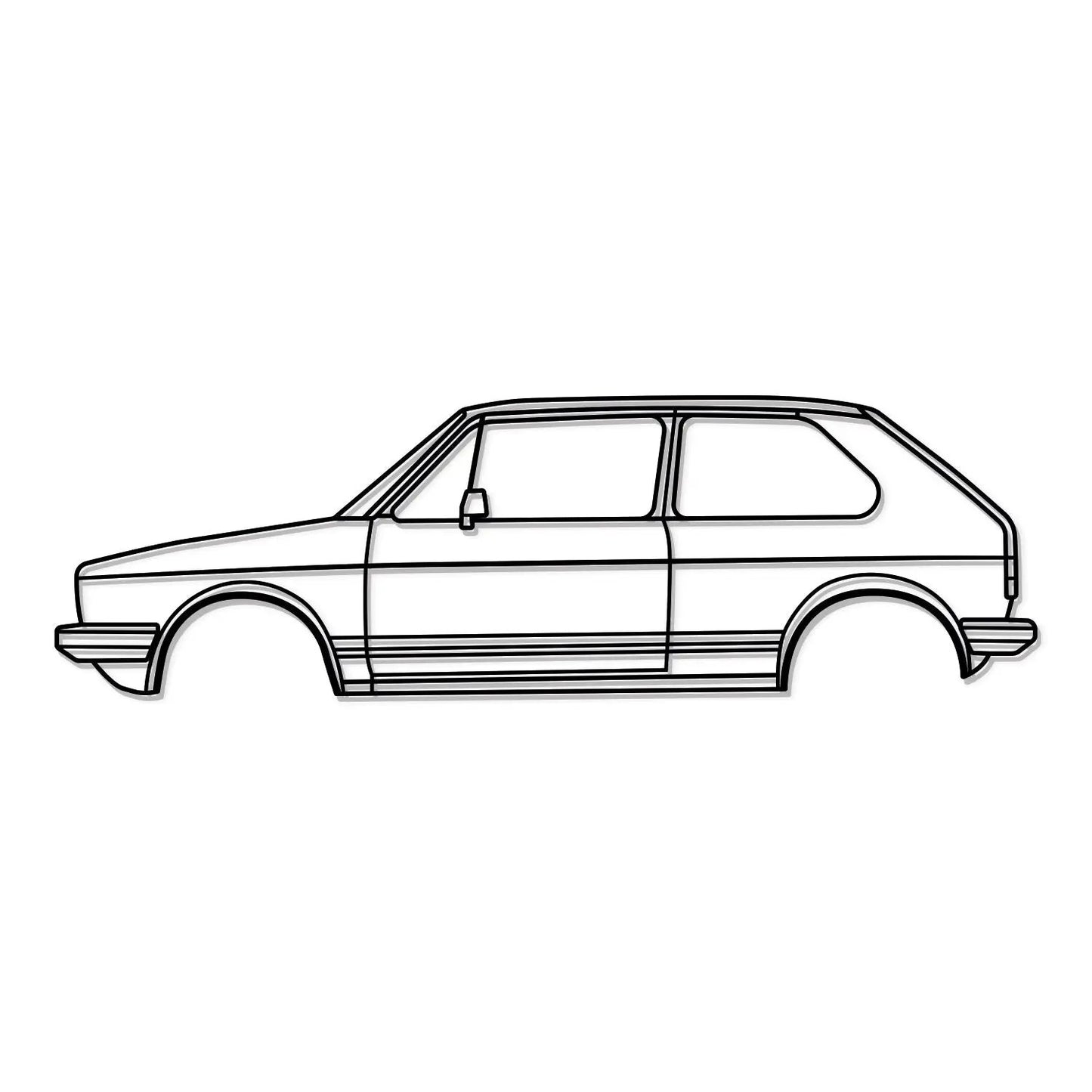 1976 Golf GTI metal wall art by Modello Turbo, line-drawn car silhouette on Tampa Home & Garden Store