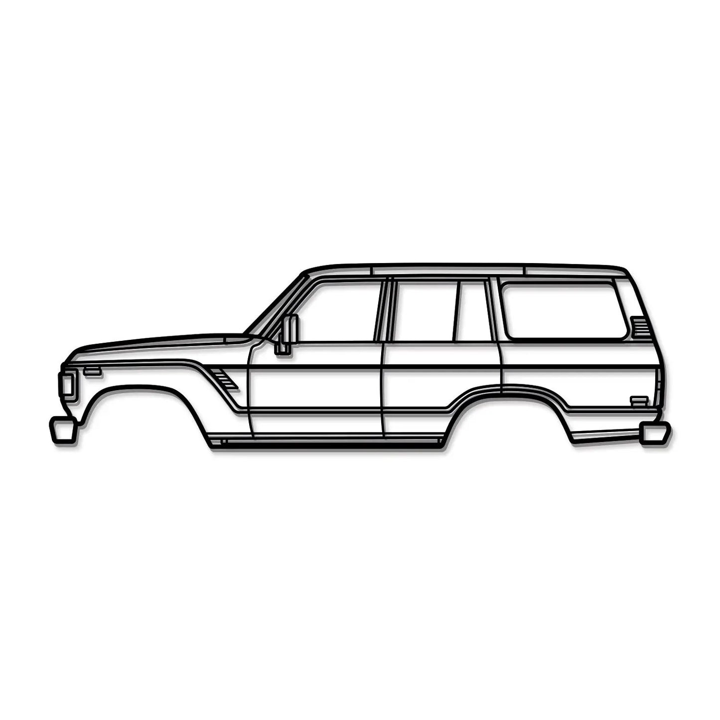 1980 Land Cruiser J60 metal wall art by Modello Turbo, black line silhouette on Tampa Home & Garden Store