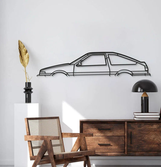 1985 Corolla AE86 metal car wall art, black line-art silhouette by Modello Turbo on Tampa Home & Garden Store