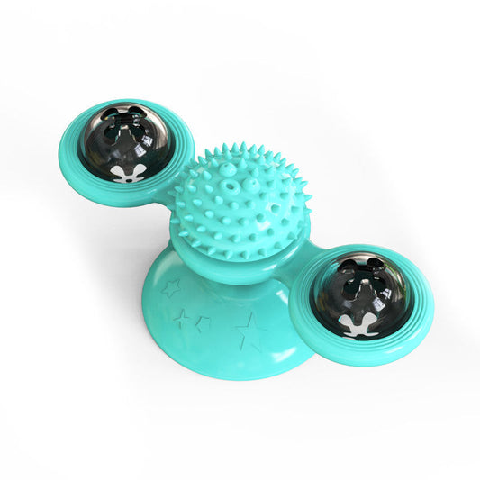 Cat toy Sucker Turn Windmill turquoise spiky center with dual suction cups Sell My Stuff on Tampa Home & Garden Store