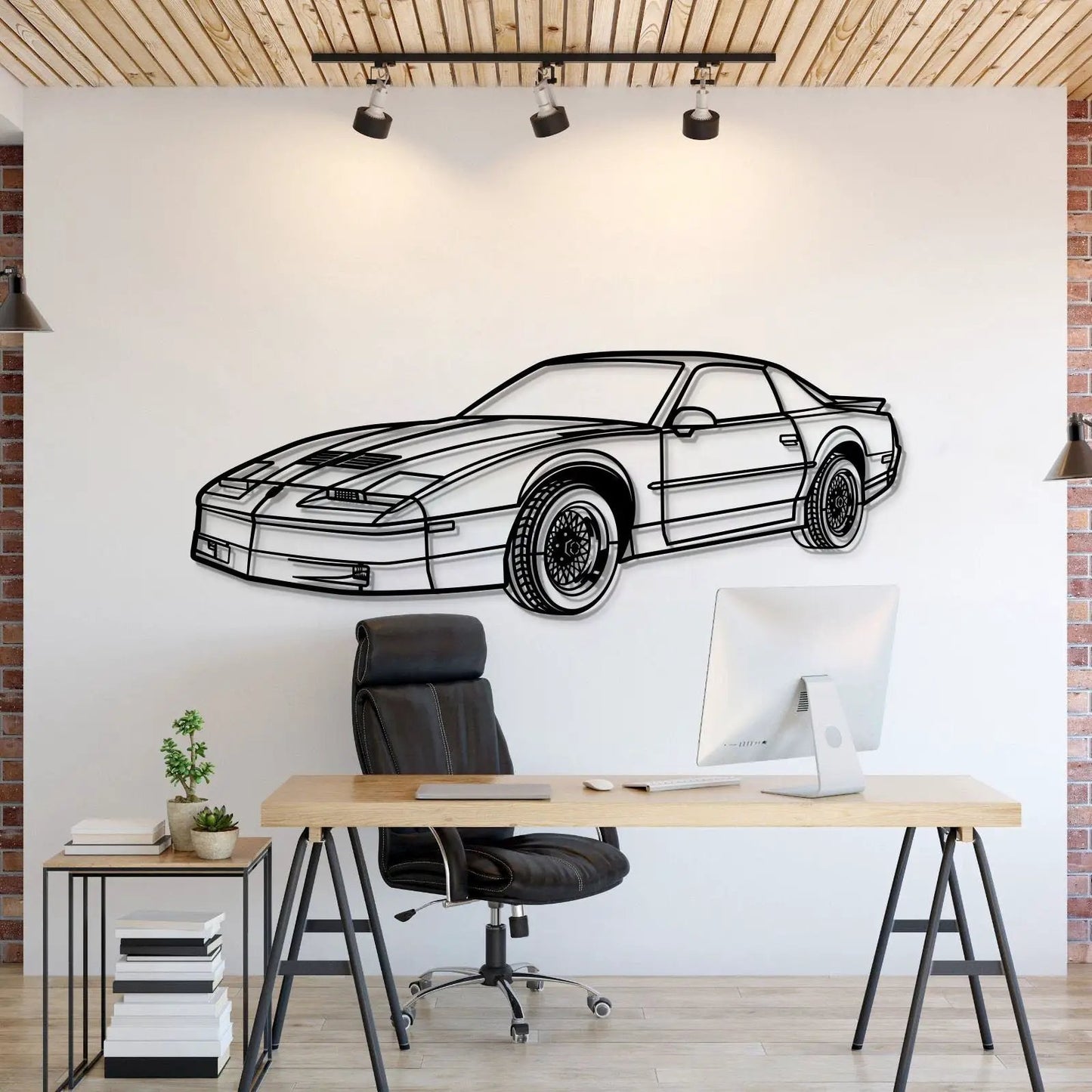 1988 Trans Am Perspective Metal Wall Art by Modello Turbo; black line car silhouette on Tampa Home & Garden Store