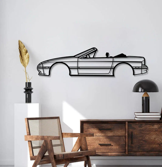 1990 Mazda RX-7 Convertible Metal Wall Art by Modello Turbo, black car silhouette on Tampa Home & Garden Store