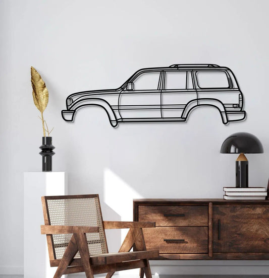 1990 Land Cruiser J80 metal wall art, black line-drawing SUV outline by Modello Turbo on Tampa Home & Garden Store