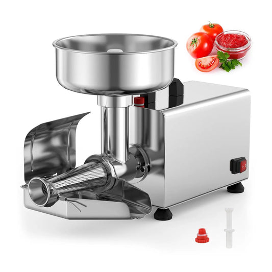 450W Electric Tomato Strainer Food Mill stainless steel with plunger and adapters on Tampa Home & Garden Store