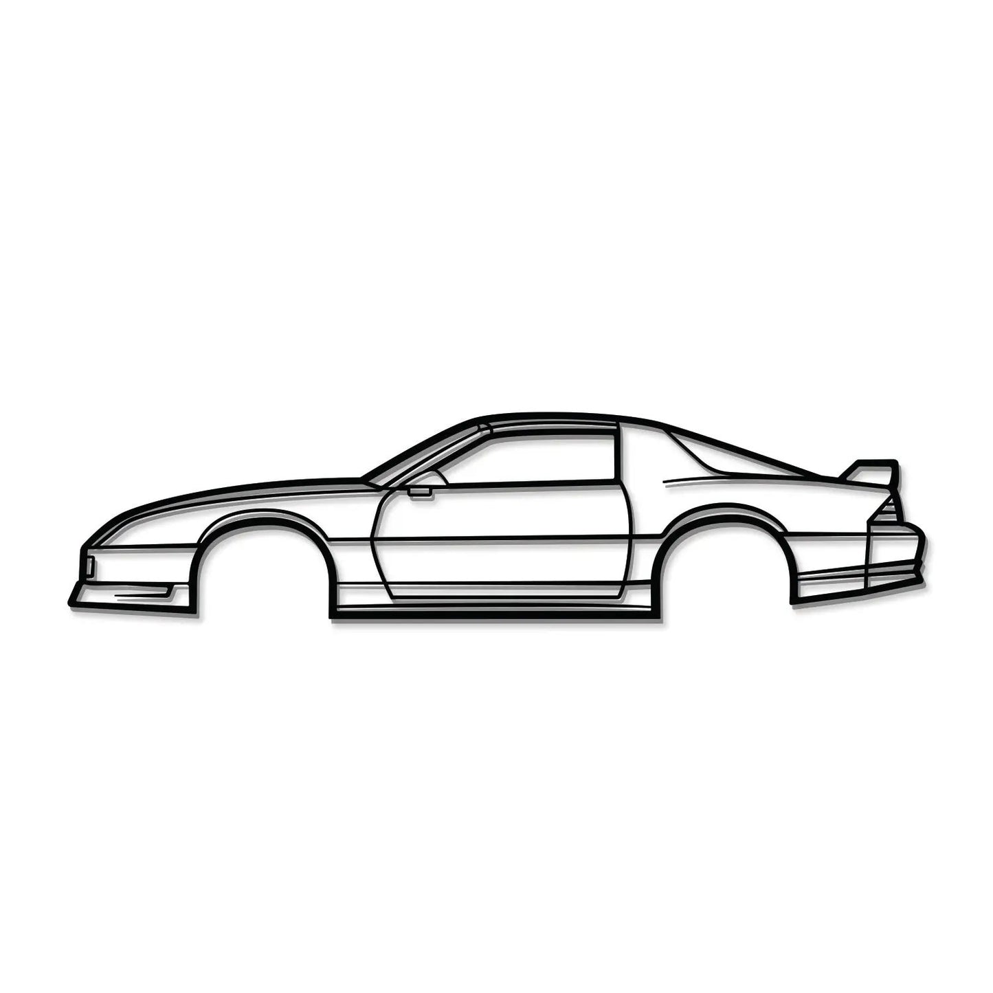 1991 Camaro Z28 metal wall art decor, side profile line art, black and white, Modello Turbo on Tampa Home & Garden Store