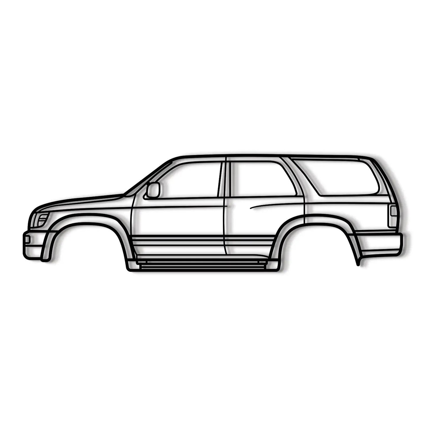 1996 4Runner 3rd Gen metal wall art; black line-drawing SUV silhouette Modello Turbo on Tampa Home & Garden Store