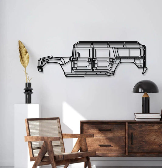 1998 H1 Alpha metal car wall art silhouette in black with rooftop rack on a white wall on Tampa Home & Garden Store