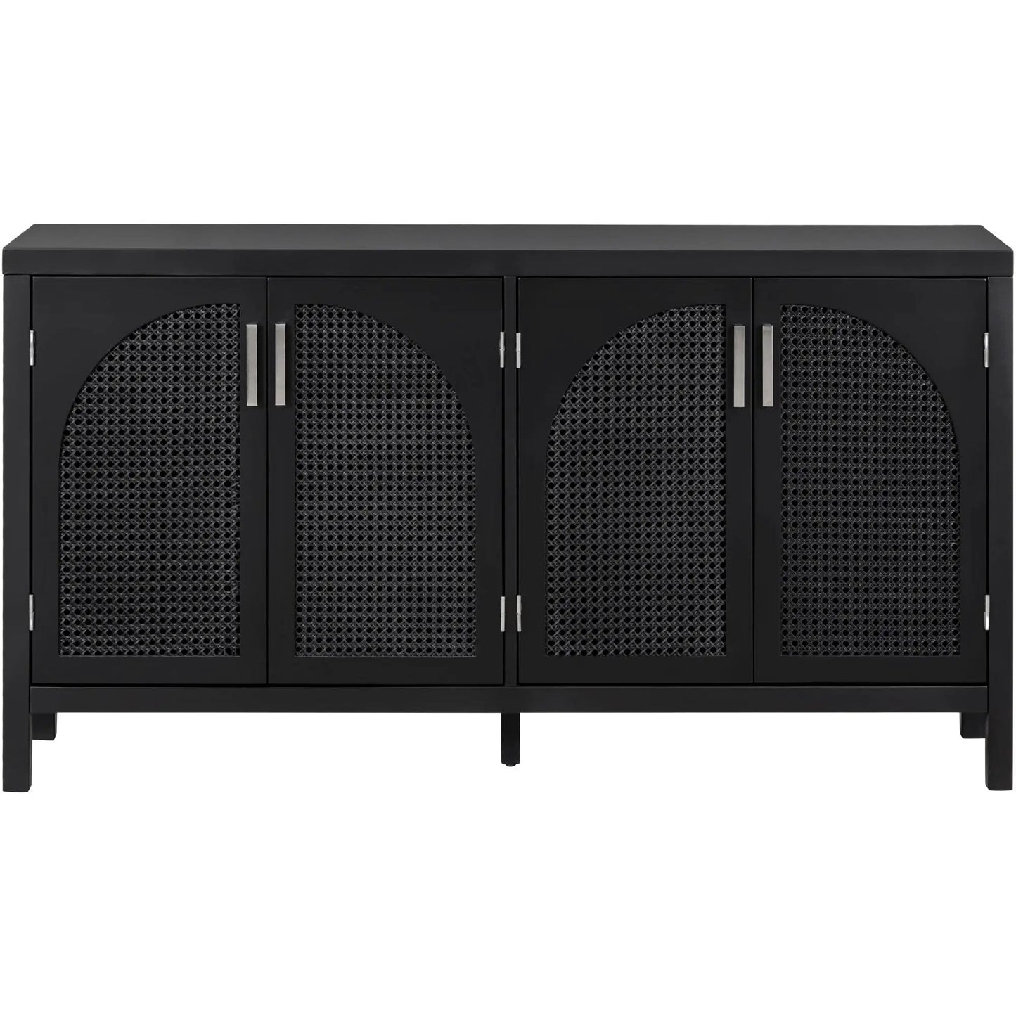 Trexm large storage sideboard with rattan doors in black finish on Tampa Home & Garden Store